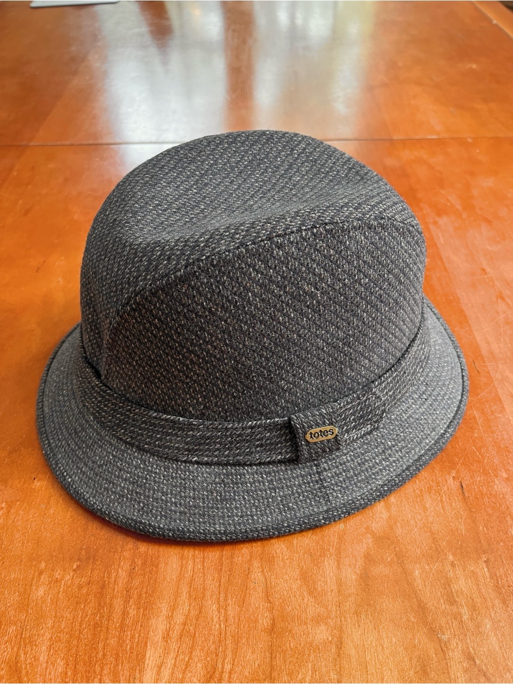 Totes Vintage Bucket Fedora Hat Rain Falls Right Off Charcoal Brown Men's Large.